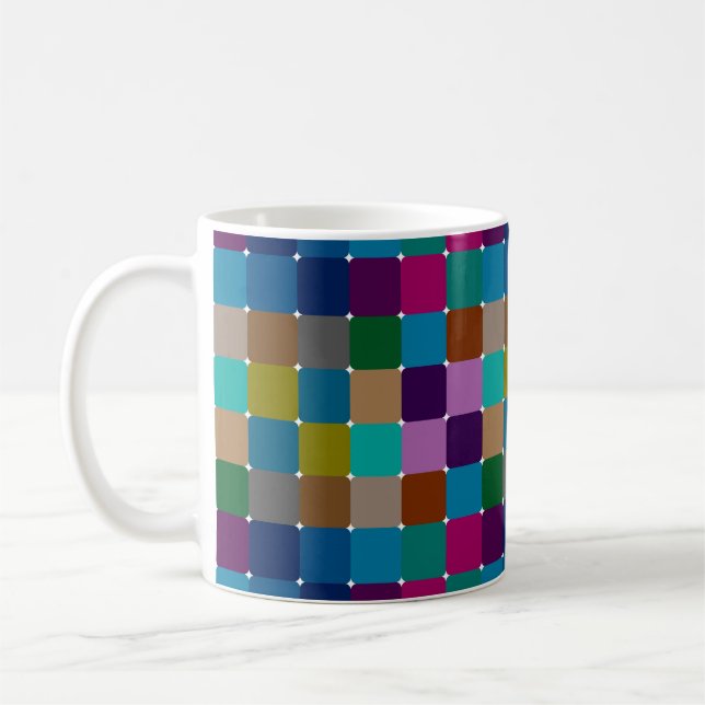 Färgflytande mosaikkaffe mönster mugg (Vänster)