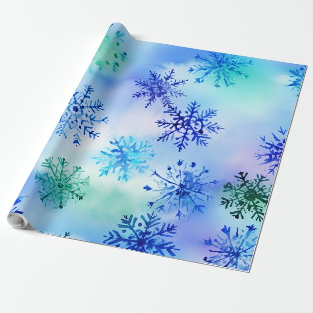 Färgflytande snöflake Mönster Presentpapper (Utrullad)