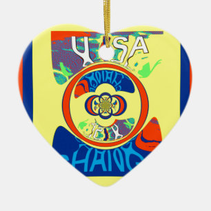Färgförändring i USA: Utskrift av Festive Design A Julgransprydnad Keramik