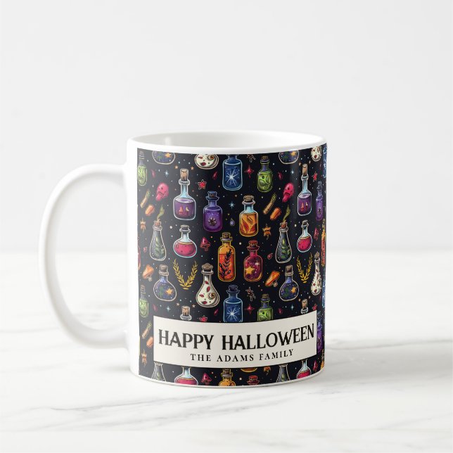Färgförgiftningspositioner Flaskor Halloween Kaffemugg (Vänster)
