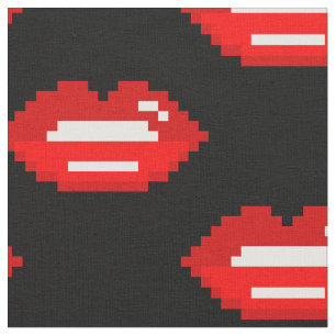 Färgformad dukvara av röd pixel läppar mönster tyg