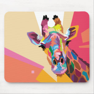 Färgformad popkonst Giraffe Porträtt Musmatta