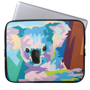 Färgformad popkonst Koala Porträtt Laptop Sleeve