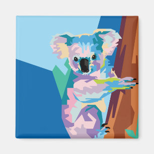 Färgformad popkonst Koala Porträtt Magnet