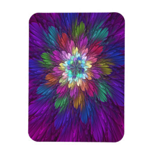 Färgformad Psykedelisk blommig Abstrakt Fractal A Magnet