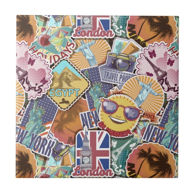 Färgformad resemärkning Mönster Kakelplatta (Framsidan)