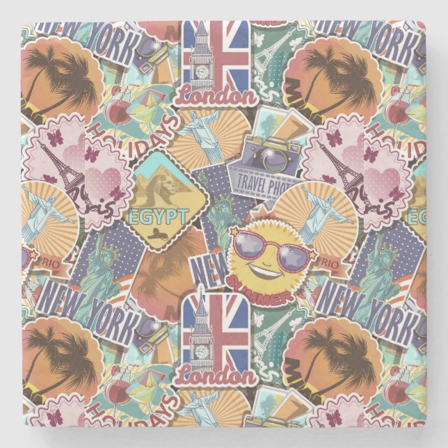 Färgformad resemärkning Mönster Stenunderlägg (Framsidan)