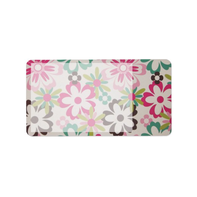 Färgformer av cute elegant, giftigt vår blommor adressetikett (Framsidan)