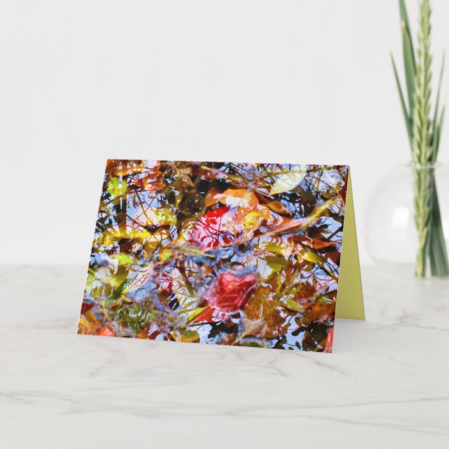 Färgformer i Träd reflektioner om Löv i Vatten Kort (Framsida)