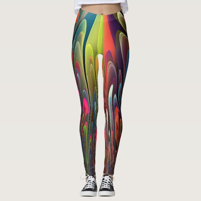 Färgformiga Abstrakter Fractal Leggings (Framsida)