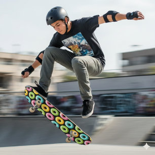 Färgformiga blodkroppar med sprinkler mini skateboard bräda 18,5 cm