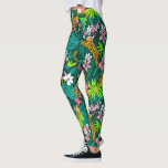Färgformiga tropiska blommor och djur mönster leggings<br><div class="desc">Färgfull tropisk djungel med blommor och djur i ett sömlöst mönster.</div>