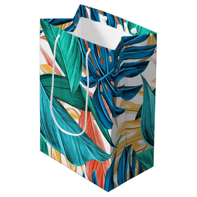 Färgformiga tropiska löv, exotisk mönster-utformni (Framsidan Vinklad)