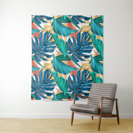 Färgformiga tropiska löv, exotisk mönster-utformni