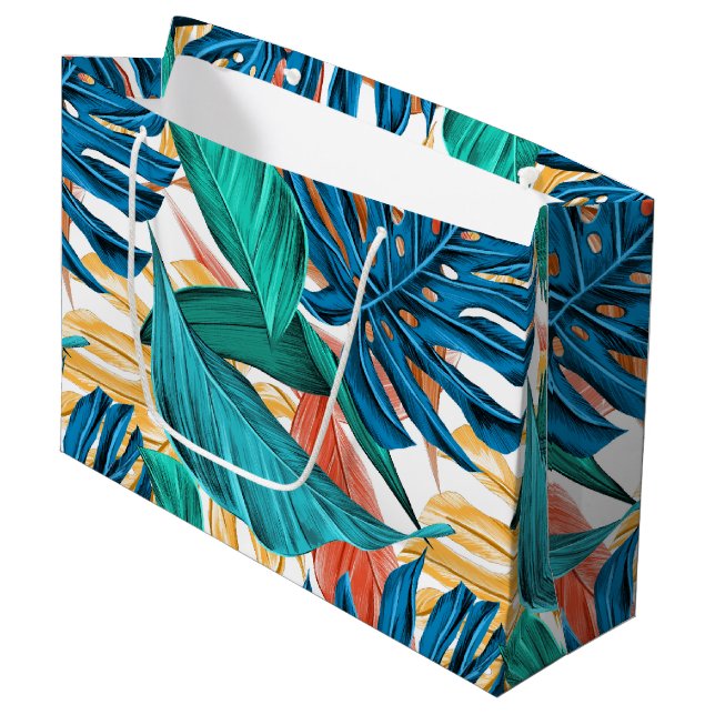 Färgformiga tropiska löv, exotisk mönster-utformni (Framsidan Vinklad)