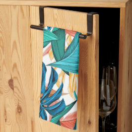 Färgformiga tropiska löv, exotisk mönster-utformni kökshandduk