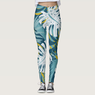 Färgformiga tropiska löv, ursprungliga abstrakter leggings