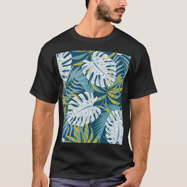 Färgformiga tropiska löv, ursprungliga abstrakter t shirt (Framsida)