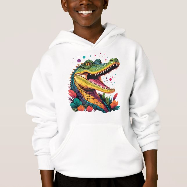 Färgformigt krokodil Porträtt T Shirt (Framsida)