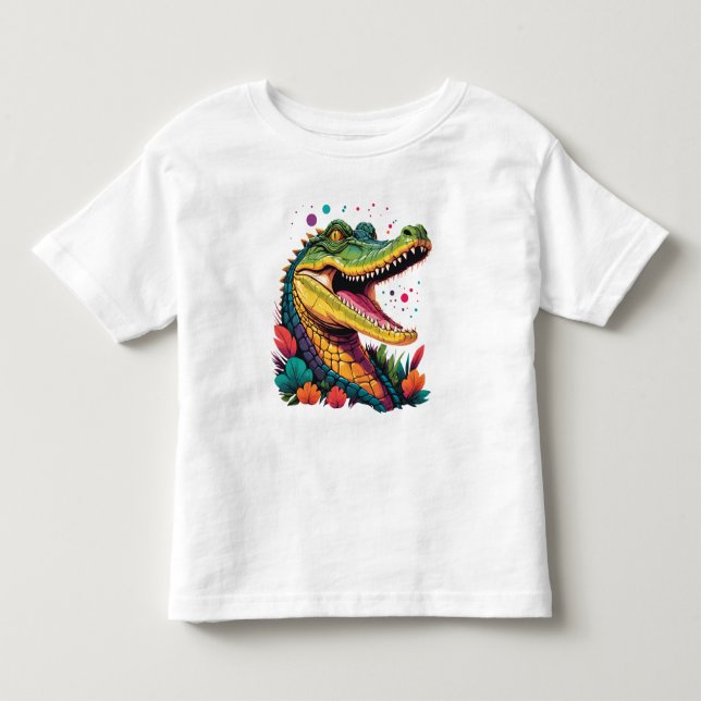 Färgformigt krokodil Porträtt T Shirt (Framsida)