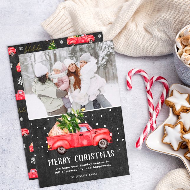 Färgfoto för återsänd lastbil Julgran-krita Julkort (Skapare uppladdad)