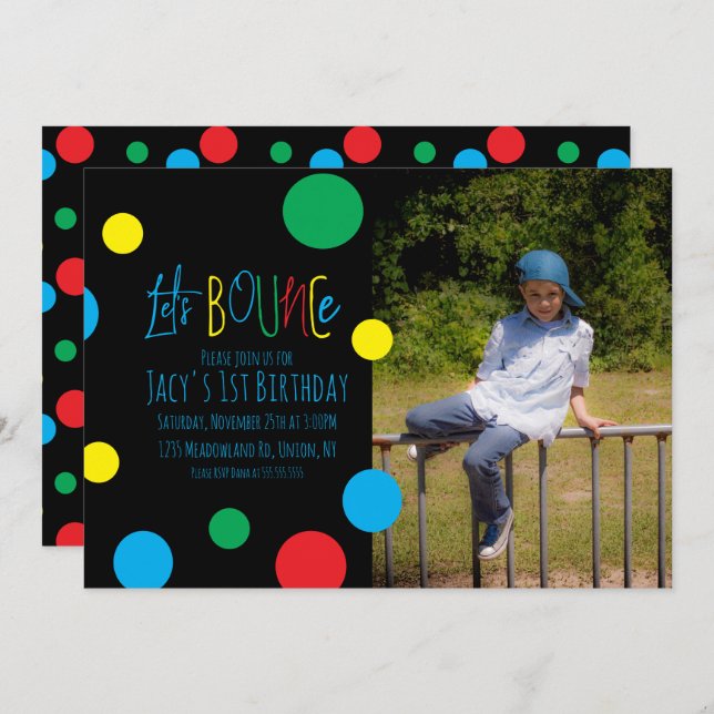 Färgfoto för Barns födelsedag Jump Bounge Bollar P (Fram/baksida)