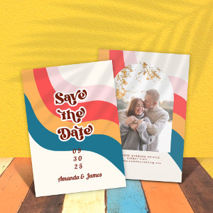 Färgfoto för Hippie Groovy Retro 70s Arch Spara Datumet