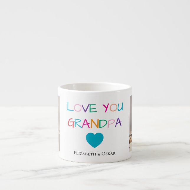 Färgfoto för "Kärlek You Grandpa"-text och -Anpass Espressomugg (Framsidan)