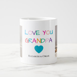 Färgfoto för "Kärlek You Grandpa"-text och -Anpass Jumbo Mugg