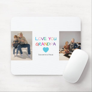Färgfoto för "Kärlek You Grandpa"-text och -Anpass Musmatta