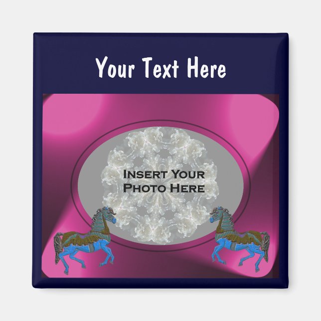 Färgfoto för karusellhästar magnet (Framsidan)