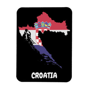 Färgfoto för Kroatien Karta Flagga Colorful Vintag Magnet