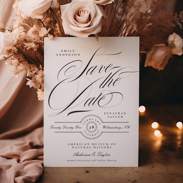 Färgfoto för svart Elegant, kalligrafi Spara Datumet (Skapare uppladdad)