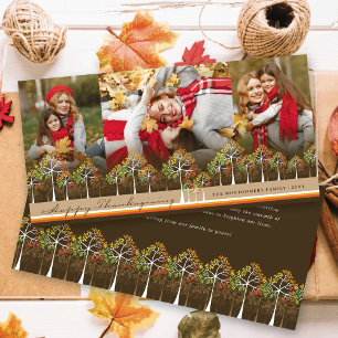 Färgfoto för Träd Happy thanksgiving 3, höstfoto Julkort