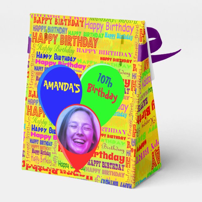 Färgfoto på anpassningsbar och namn grattis på föd presentaskar (Baksidan Sidan)
