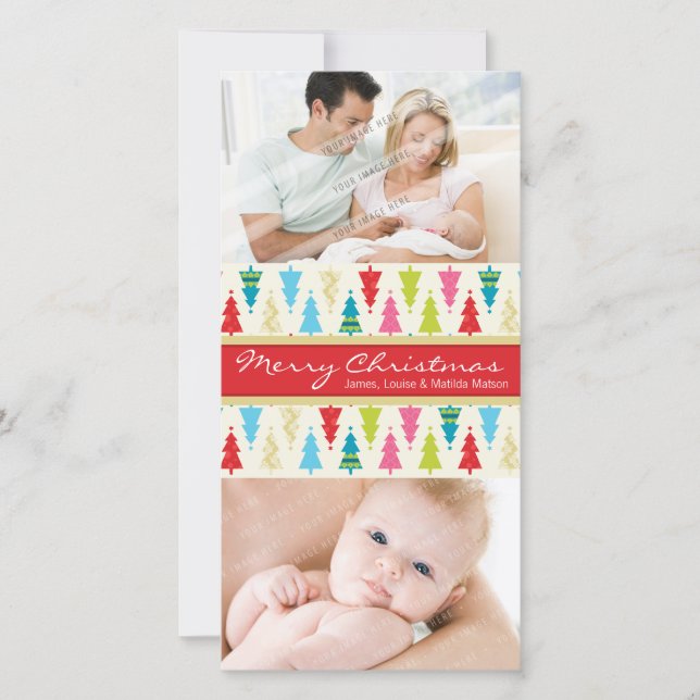 FÄRGFOTOCARD: HELGDAG patternedxmastree 2P Julkort (Framsida)