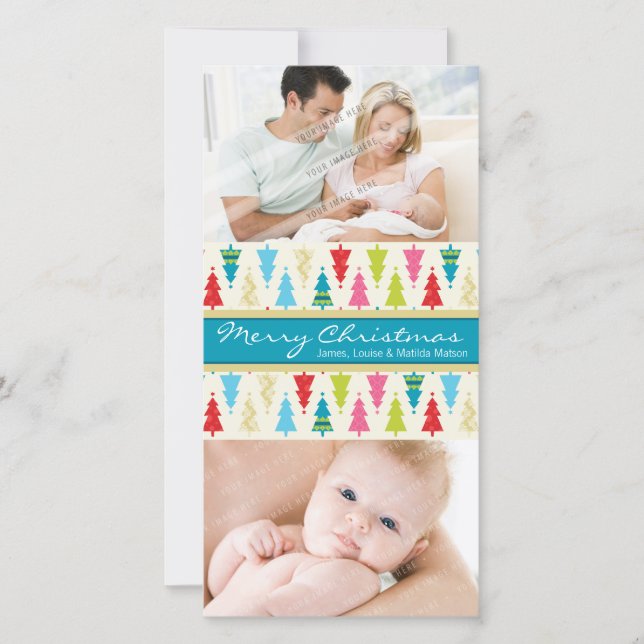 FÄRGFOTOCARD: patternedxmastree 1P Julkort (Framsida)
