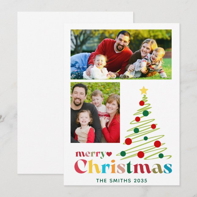 Färgfoton för God jul 2-Anpassningsbar Julkort (Fram/baksida)