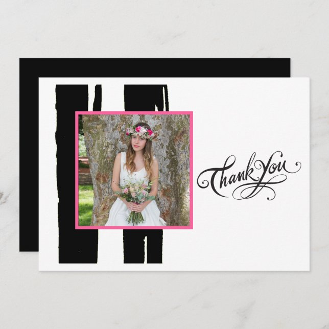 Färgfotot med svart och vit vattenfärg inbjudningar (Fram/baksida)