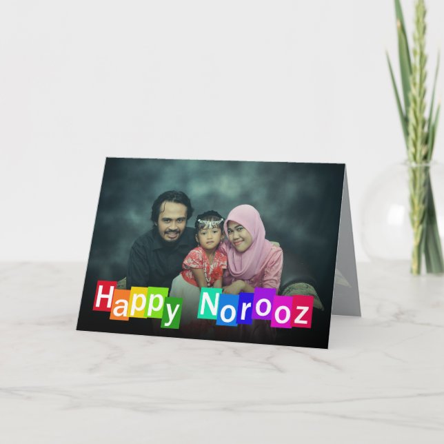 Färgfototypografi Lycklig Noroz nyår Kort (Framsida)