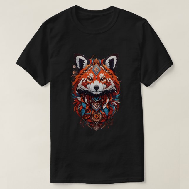 Färgfox med fjädrar och prydnadsföremål T-Shirt (Design framsida)