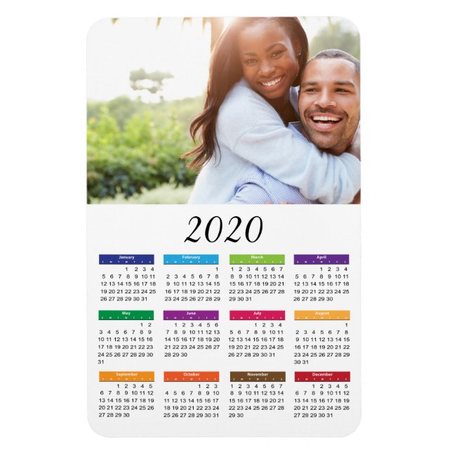 Färgfull 2020-Anpassningsbarnas fotokalender Magnet (Vertikal)