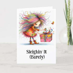 * Färgfull 2 Whimsical jul Girl Gift AP97 Tack Kort