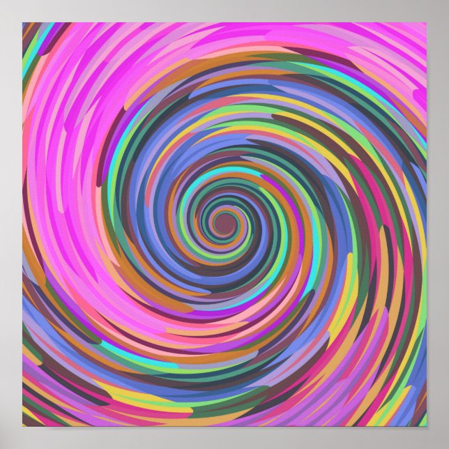 Färgfull 3d-abstrakt för virvelvirvel i spiral poster (Framsidan)
