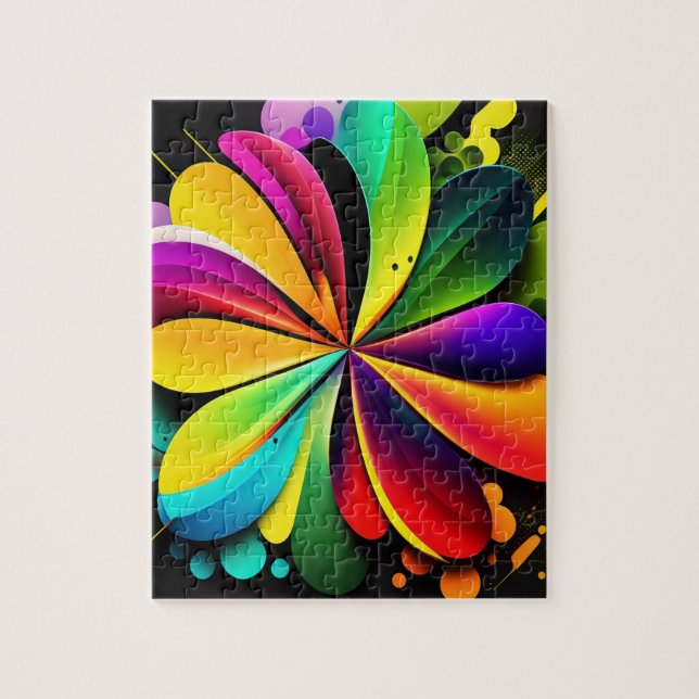 Färgfull 3D-geometrisk Abstrakt Pussel (Vertikal)