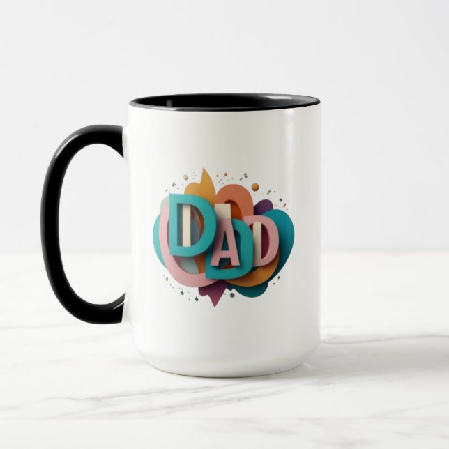 Färgfull 3D-grafikdesign "PAPPA" | Kaffe Mugg (Vänster)