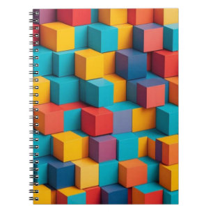 Färgfull 3D-kubes geometriska design Anteckningsbok