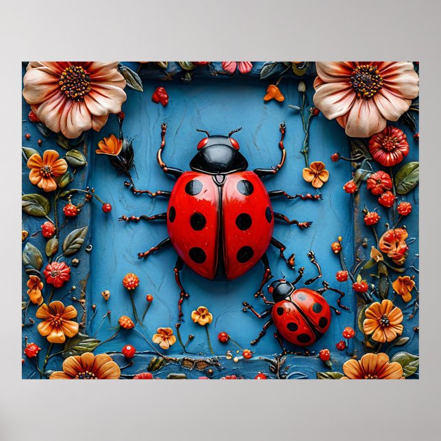 Färgfull 3d-ladybug poster (Framsidan)