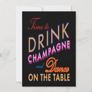 Färgfull 40-dagarsdag dags att dricka champagne inbjudningar