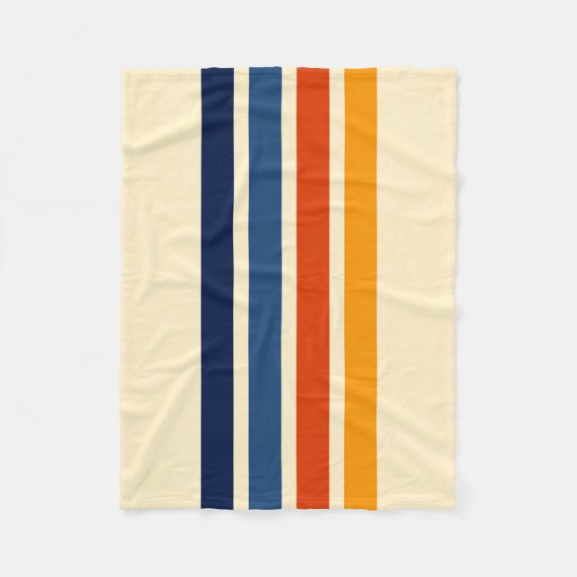 Färgfull 70-sekunders Retro Stripe Rand Fleecefilt (Framsidan)